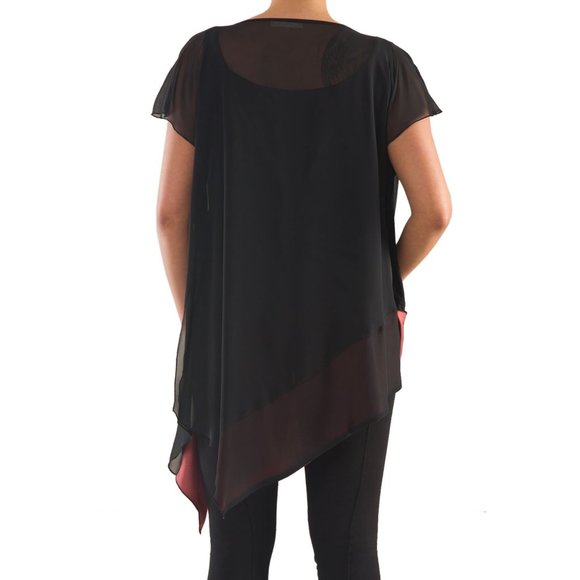 Plus Size Draped Flare Chiffon Tunic - La Mouette - Picture 2 of 3